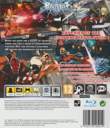 BlazBlue - Calamity Trigger (USA) (v1.02) (Disc) (Update) box cover back